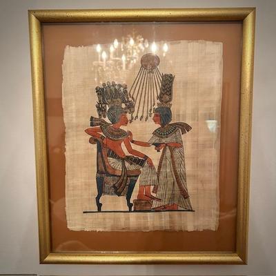 Egyptian gods painted on papyrus paper- Ramses, Anubis
