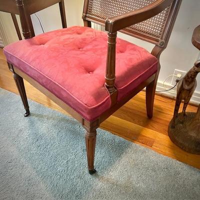 Second of two vintage mid-century caned chair