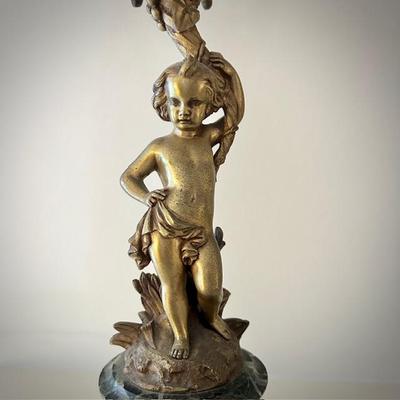 Pair antique French candelabras w/ marble bases