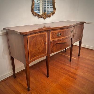 Henredon 18th Century Portfolio Hepplewhite-style mahogany serpentine sideboard with inlays - 72” x 24” x 37”