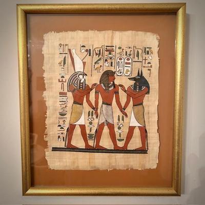 Egyptian gods painted on papyrus paper- Ramses, Anubis