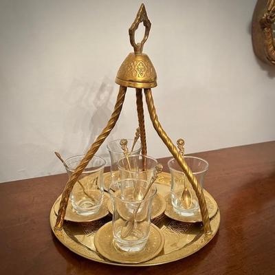 Vintage Turkish brass tea set