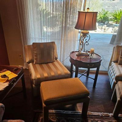 Chair With Ottoman Side Tables, Lamps