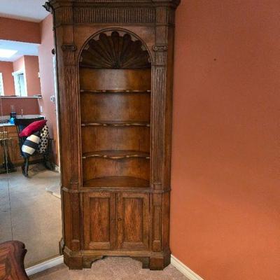 amazing hand carved corner shelf