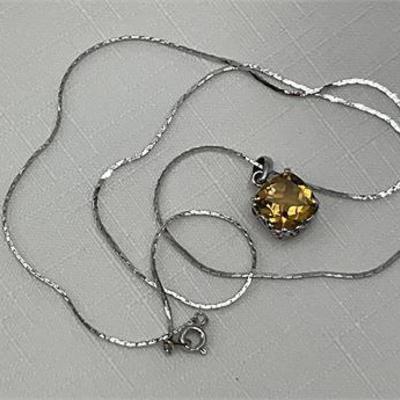 Lot 026   
Sterling Necklace with Citrine Pendant