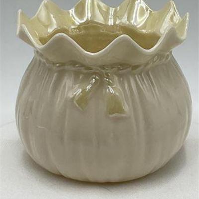 Lot 009  
“ Open Sack” BELEEK VASE
