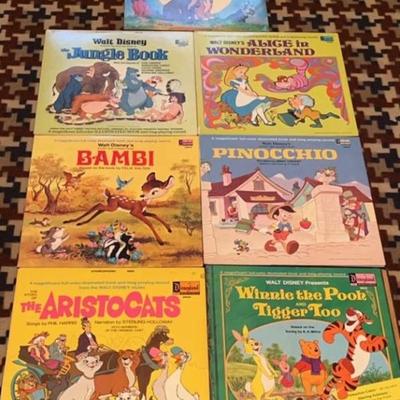 Seven Walt Disney vinyl Records and full color illustrated books