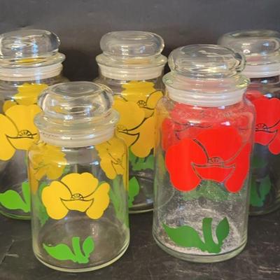 Vintage Foxy Flowers Style Canisters: 5pcs
