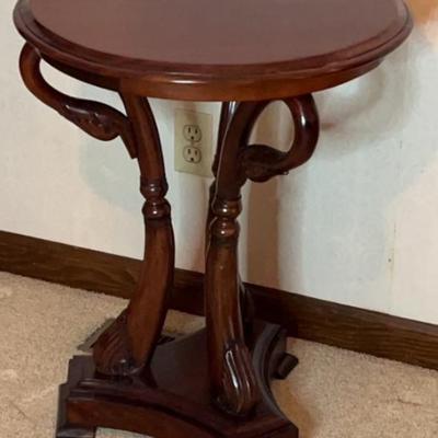 Round Wood Swan Side Table