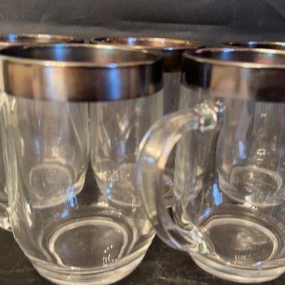 Arcoroc Classique Clear Mugs With Silver Rim: 5pcs

