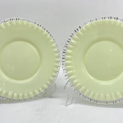 Pr. vtg.. Fenton Silver Crest custard uranium glass plates glass