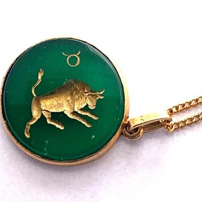 14k  jade zodiac pendant 