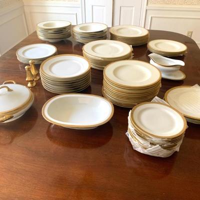Lg. lot gold rimmed china, assorted styles, closely matching