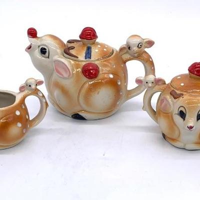 3 pc. 1960’s Rudolph the Red Nosed Reindeer tea set