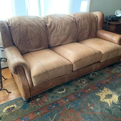 Pr. of Henredon leather couches