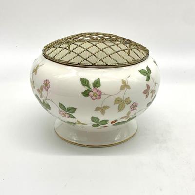 Wedgwood “ Wild Strawberry” bowl w/ flower frog