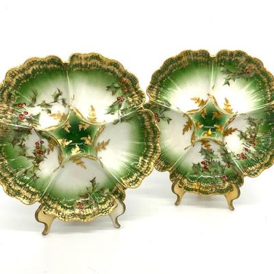 Antique French Limoge T & V oyster plates
