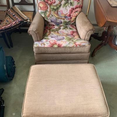 Drexel Heritage armchair and ottoman