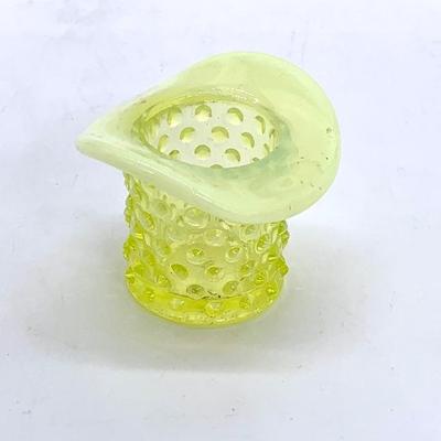 Vtg. Fenton Topaz  hobnail uranium glass hat 