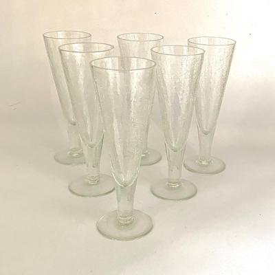 
Set/6  crackle glass pilsners