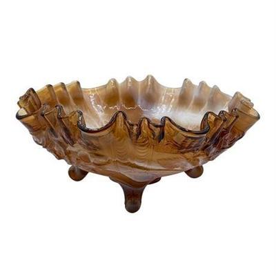 Lot 007  
Imperial Glass Caramel Slag Moss Rose Footed Bowl