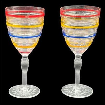 Lot 111   
VIntage Banded Ring Anchor Hocking Water Glasses and More
