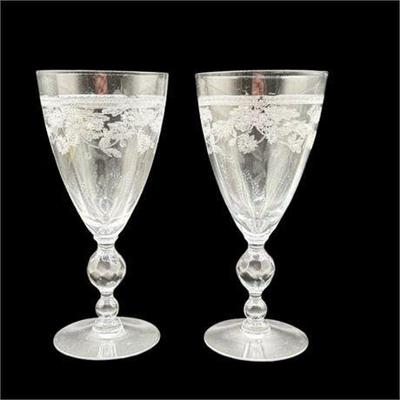 Lot 110   
Fostoria Chintz Etched Crystal Glass Water Glasses (2ct)