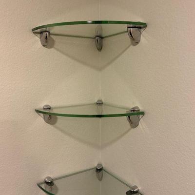 Corner glass shelves