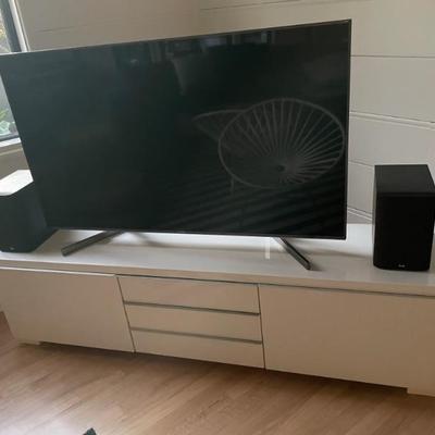 SONY TV 42" AND WHITE CABINET 71" LONG, 16" DEEP' 19" HIGH- SOLD SEPERATLY