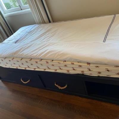 2 MATCHING POTTERY BARN TWIN BEDS-INCLUDING SHEETS, DUVET.