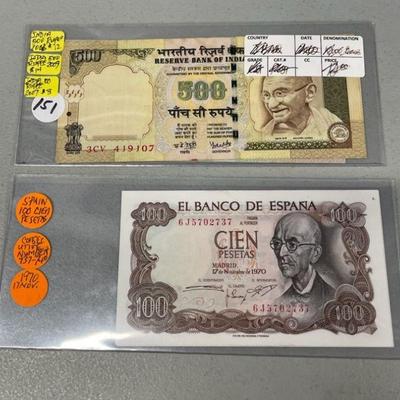 BAP122 - Banknotes From Spain & India