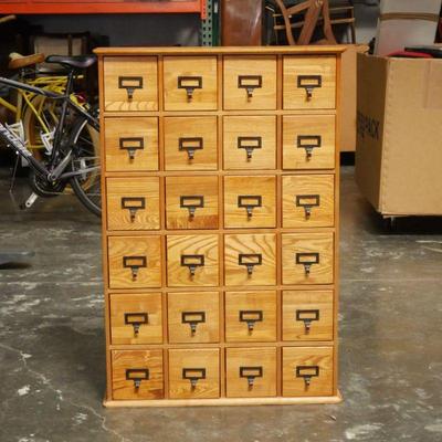 24-Drawer Oak Library Storage Cabinet