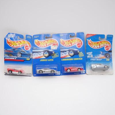 Lot of 4 Vintage Mattel Exotic Sports Cars Hot Wheels - Unopened