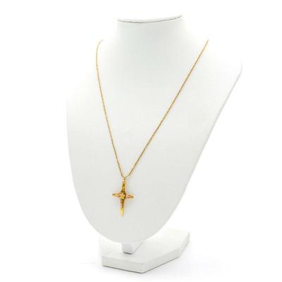 Black Hills Gold 10K Gold Budded Cross Pendant w/12K GF Chain