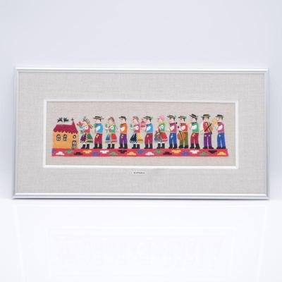 Embroidered Slovakian Folk Art in Frame
