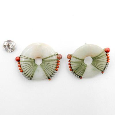 Threaded Bead & Jade Earrings