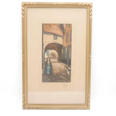 "Petit Coin Perou" by Alfred van Neste Signed Colored Etching