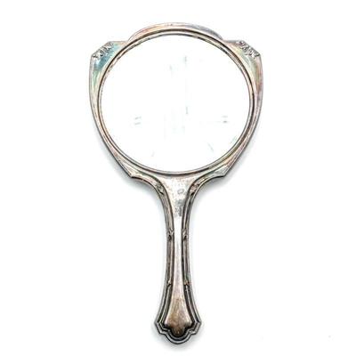 Antique Derby Silver Co. Silver-Plated Vanity Hand Mirror