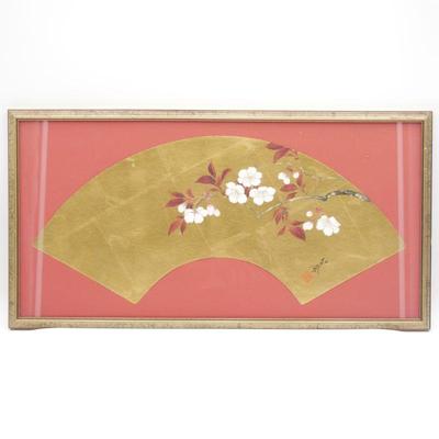 Framed Cherry Blossom Branch on Gold Leaf Wall Art