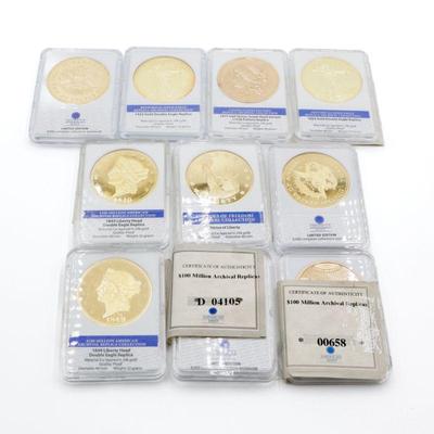Lot of 10 American Mint Limited Edition Commemorative Proof Coins w/Cases
