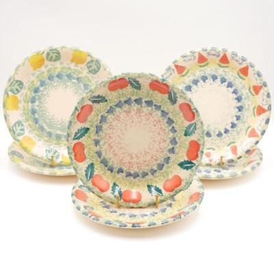 Set of 6 Crate & Barrel Fruit Plates