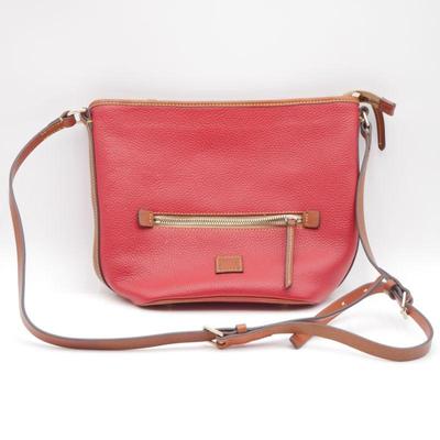 Dooney & Bourke Red Leather Pebble Grain Zip Sac