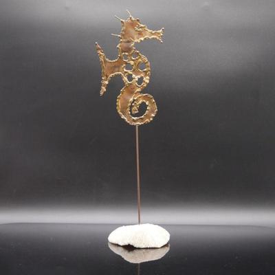 Seagems of Hawaii Copper Seahorse Sculpture w/Coral Base