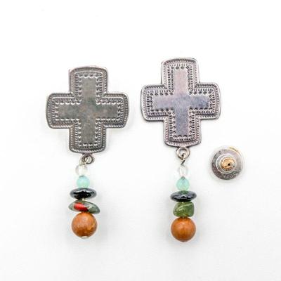 Sterling Silver Earrings w/Glass & Stone Beads