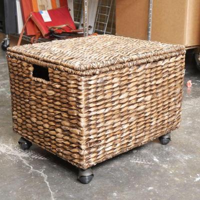 Rattan Basket Rolling File Cabinet