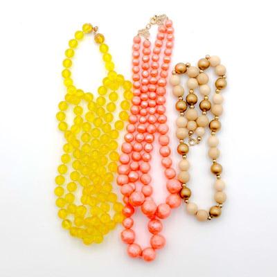 Lot of 3 Long Large Beaded Necklaces