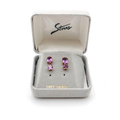 2 Pairs of Amethyst Earrings (with one 14K Gold Pair)