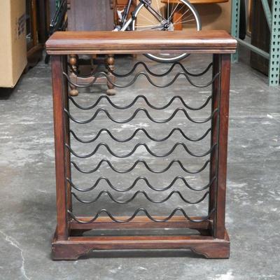Rustic Wood & Wrought Iron Wine Rack