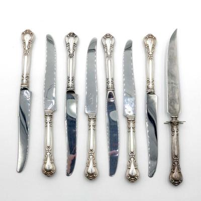 Gorham & Russell Green River Works Sterling Silver Handled Knives (Lot of 8)