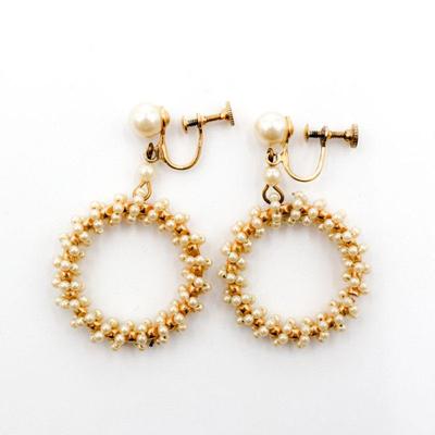 Twisting Pearl Hoop Earrings